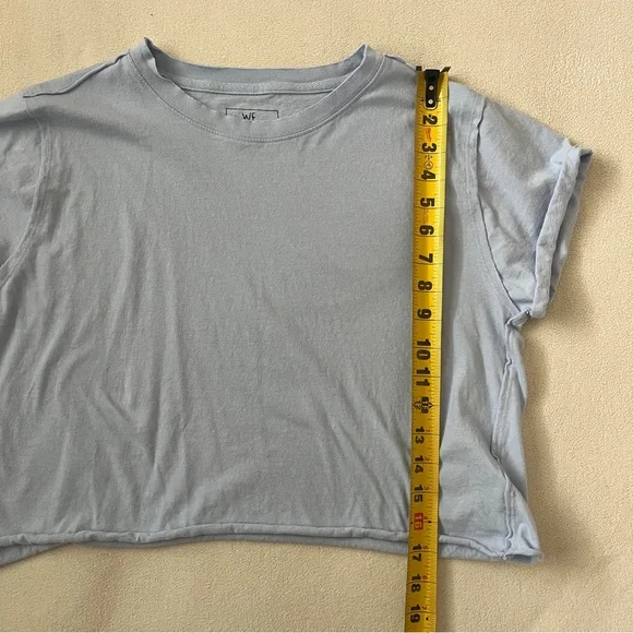 Free People We The Free The Perfect Tee Light Blue Casual Cotton Cropped Basic - Picture 7 of 11